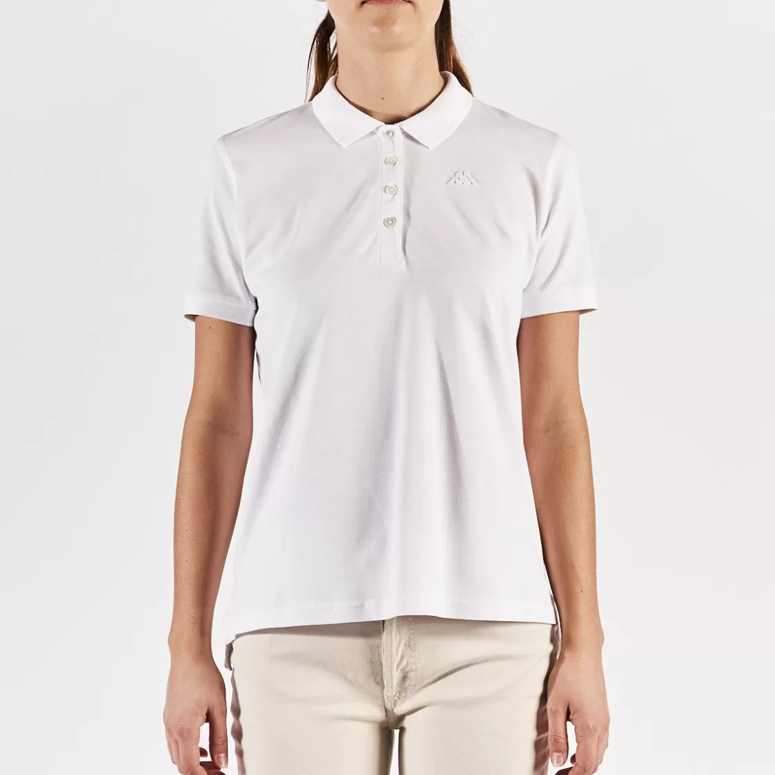 Femme Kappa Polos | Polo Carly Robe Di Blanc Femme