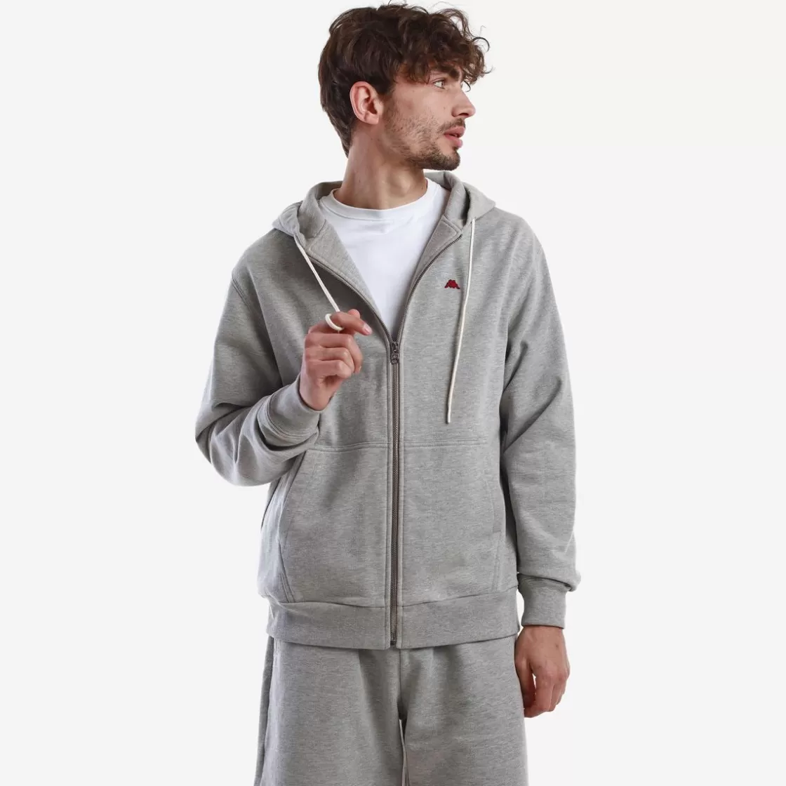 Homme Kappa Sweatshirts & Hoodies | Sweat-Shirt A Capuche Homme Portos Robe Di Gris