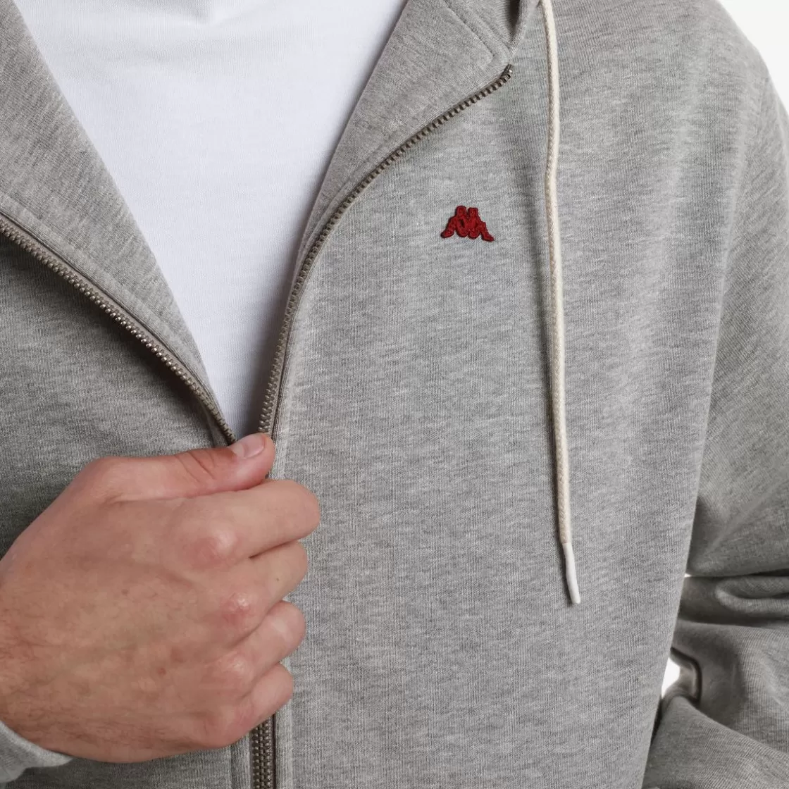 Homme Kappa Sweatshirts & Hoodies | Sweat-Shirt A Capuche Homme Portos Robe Di Gris