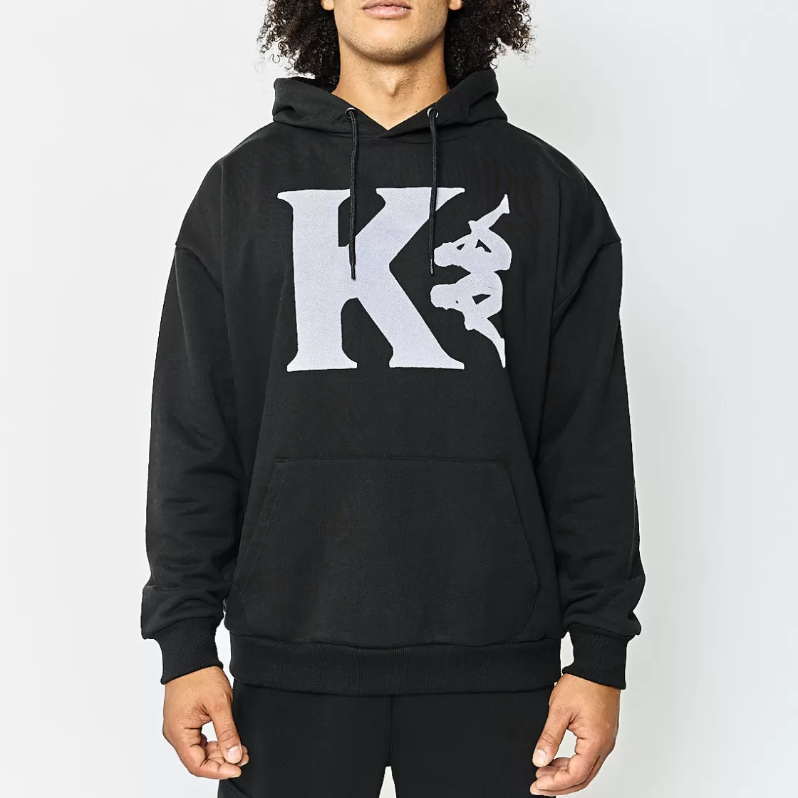 Homme Kappa Sweatshirts & Hoodies | Sweat-Shirt A Capuche Homme Vaste Authentic Noir